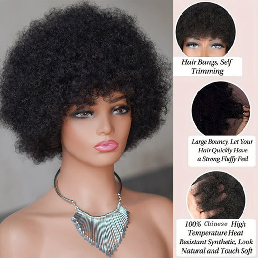 Afro Kinky Curly Wave Wig — Natural Colour, 250% Density