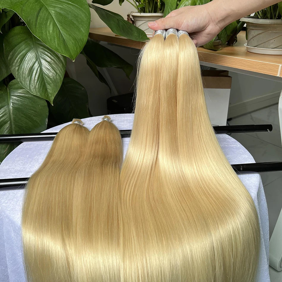 Straight Blonde #613 Color Hair Bulk No Weft Extension For Braiding 100% Virgin Human Hair 100 Grams Braids Bulk For Women