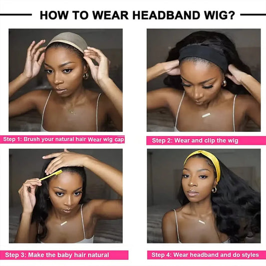 Body Wave Headband Wig — 30 Inch, 180% Density Remy Hair