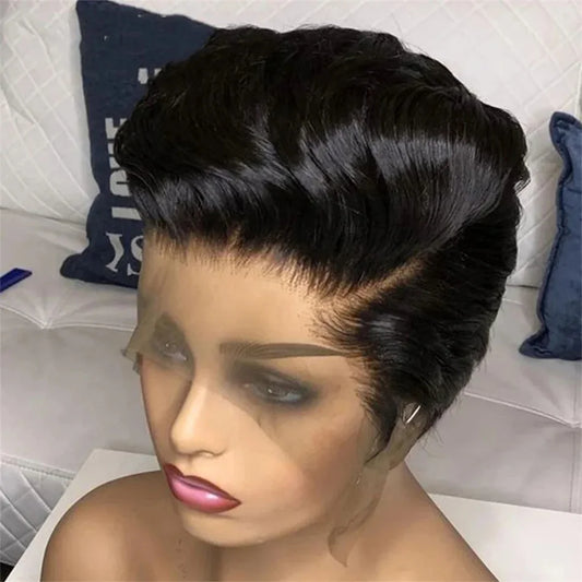 Straight Pixie Cut Wig — Brazilian Human Hair, Lace Front