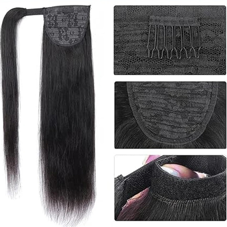 Straight Wrap-Around Ponytail — Brazilian Remy Human Hair