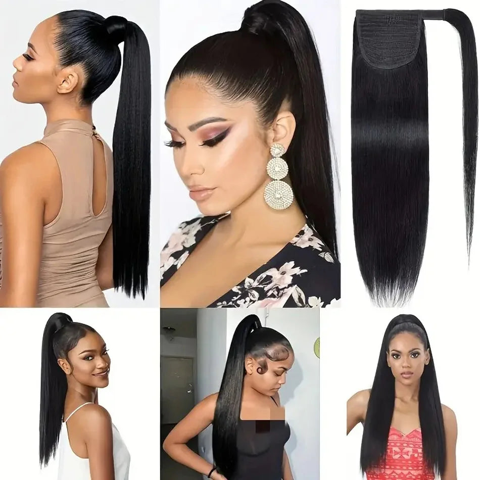 Straight Wrap-Around Ponytail — Brazilian Remy Human Hair
