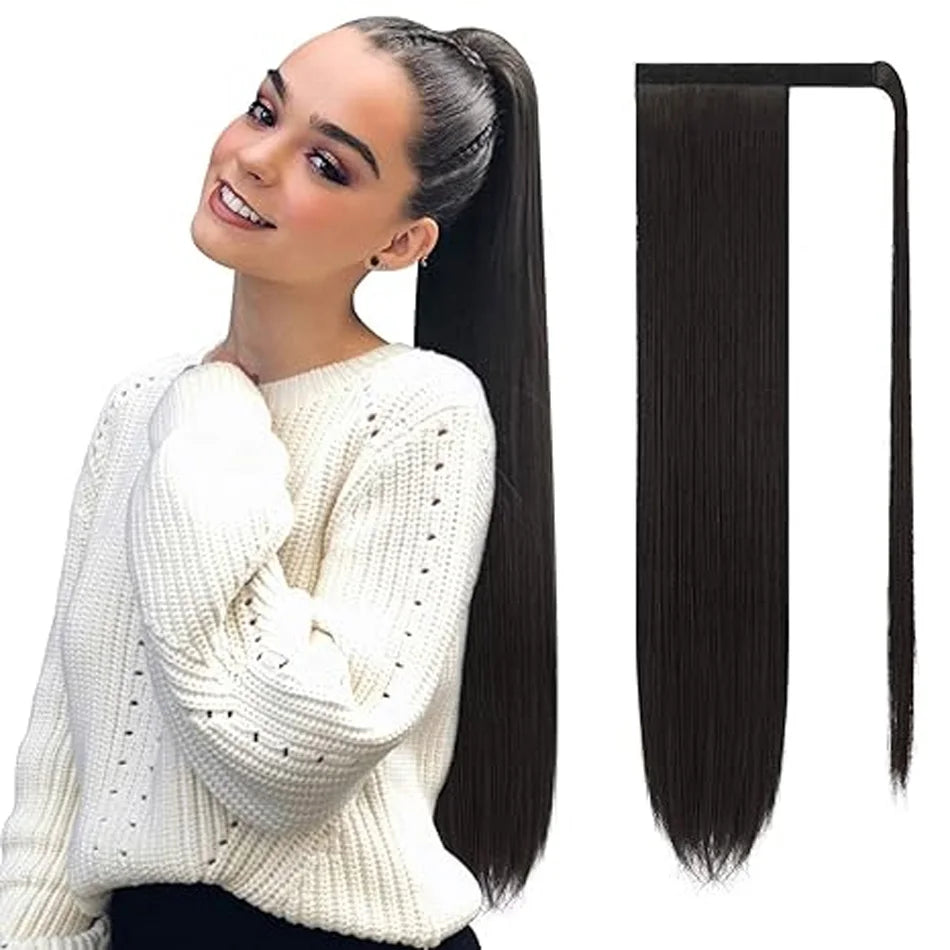 Straight Wrap-Around Ponytail — Brazilian Remy Human Hair