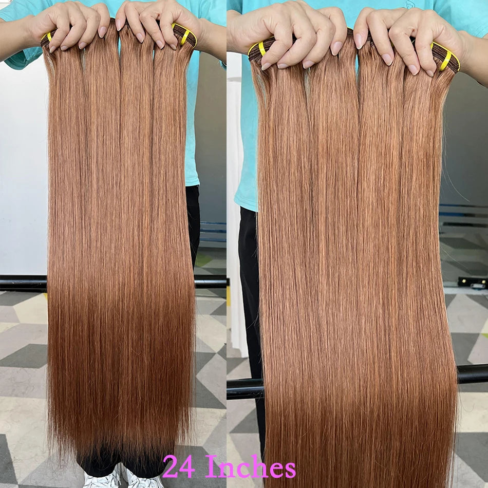 Honey Blonde #27 #30 Colored Straight Human Hair Bundles 16-30 Inch 100% Unprocessed Raw Human Hair Extensions Weave For Women