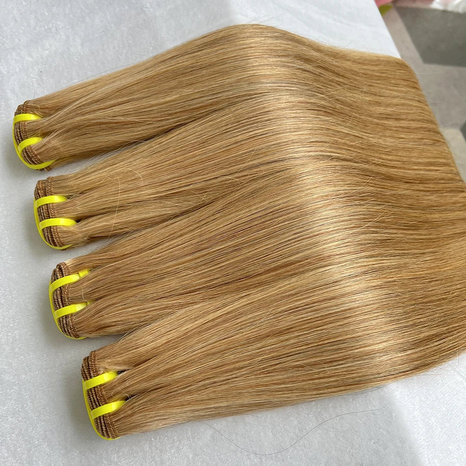 Honey Blonde #27 #30 Colored Straight Human Hair Bundles 16-30 Inch 100% Unprocessed Raw Human Hair Extensions Weave For Women