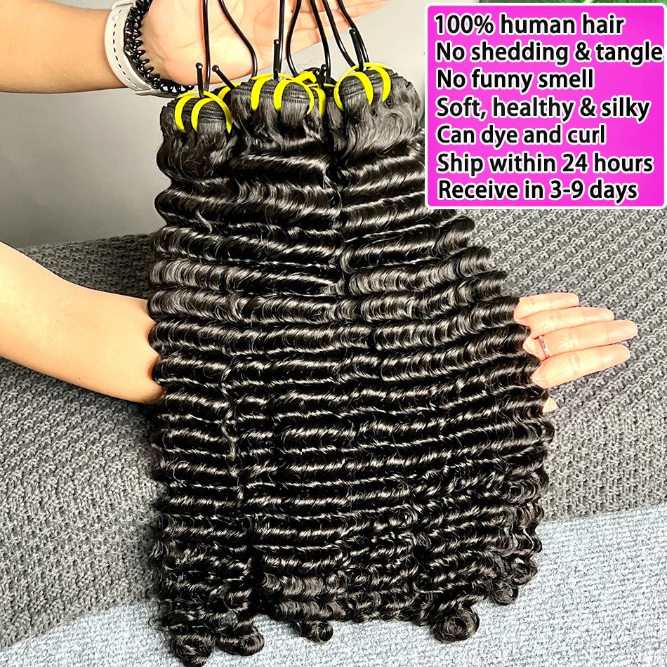 Deep Wave Bundles Natural Color 100% Raw Virgin Human Hair 10-30inch Vietnamese Wavy Hair Weave Extensions Wholesale For Women
