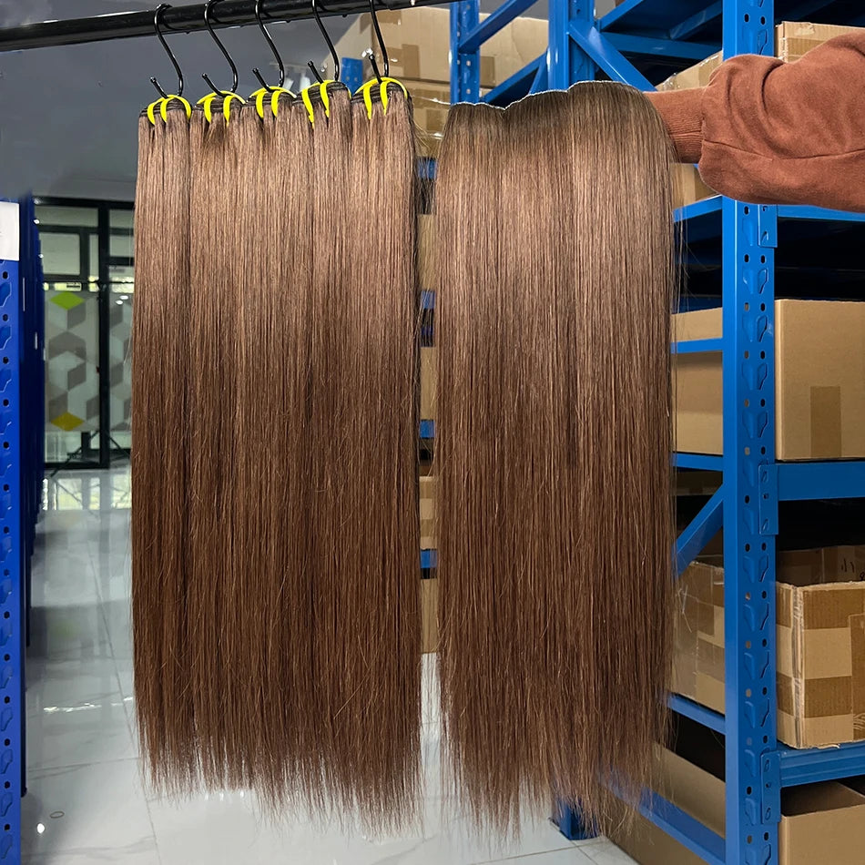 Straight #2 Color Human Hair Bundles Double Weft Vietnamese Virgin Hair Extensions Weave 16-30 Inches 100 Grams For Black Women