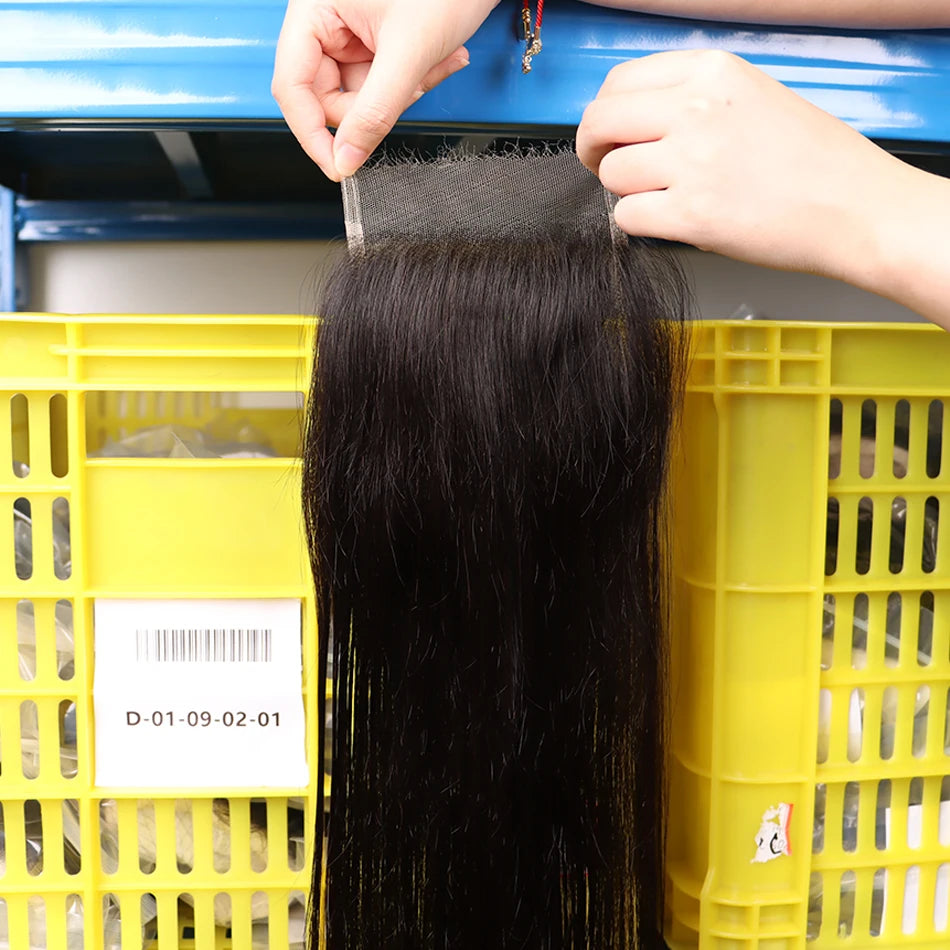 Real Hd Lace Closure Straight 4x4 5x5 Lace Human Hair Pre Plucked #1B Natural Color Melt Skin Invisible Lace For Women