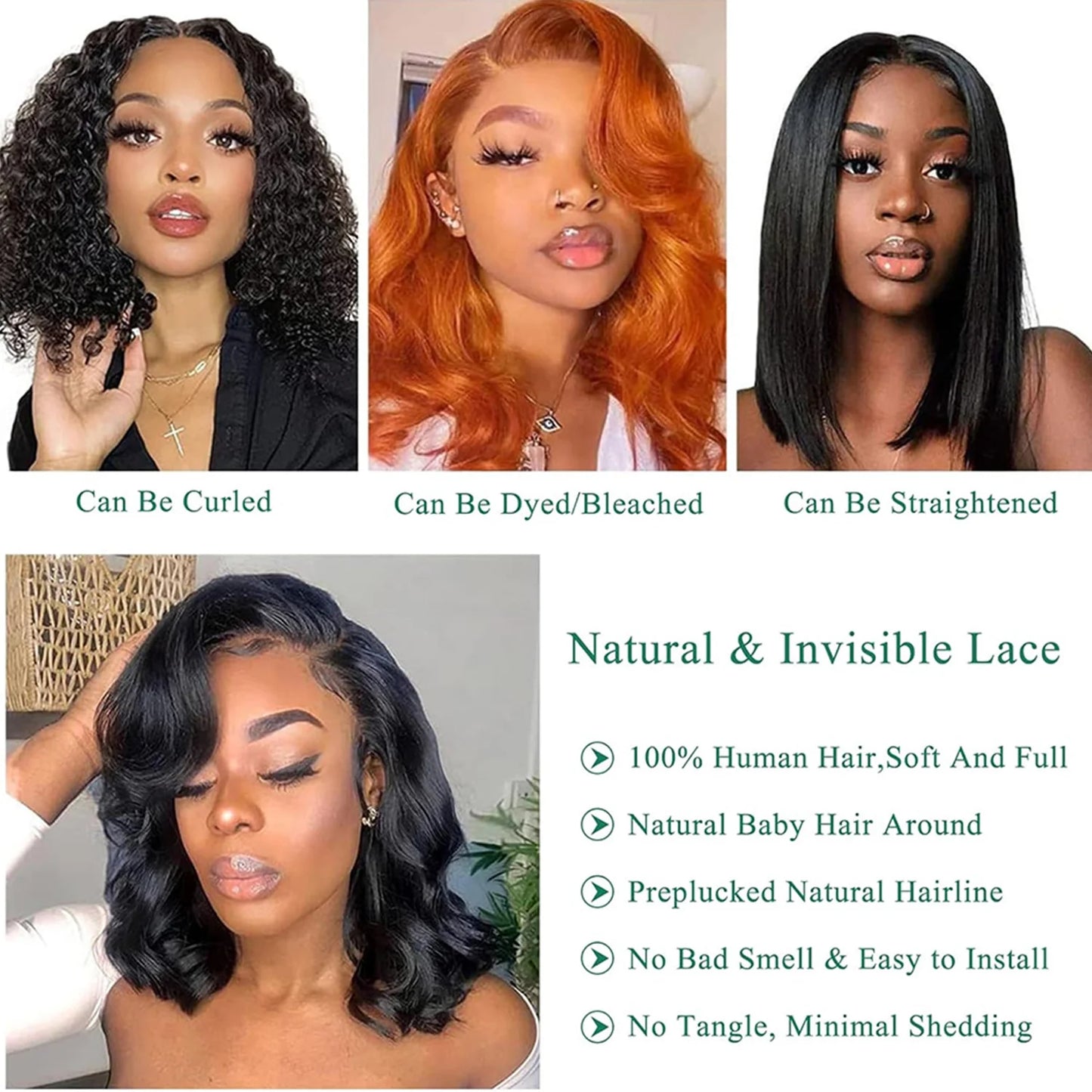 Brazilian Body Wave Bob Wig — Pre-Plucked, 13x4 Lace Front