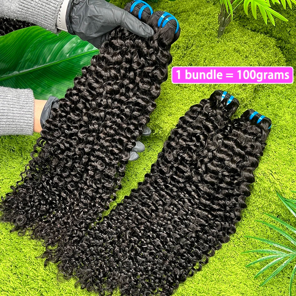 18A Deep Curly 100% Human Hair Bundles Extensions Weave #1B Natural Black Color 10-30 Inch Curl Wavy Raw Virgin Hair For Women