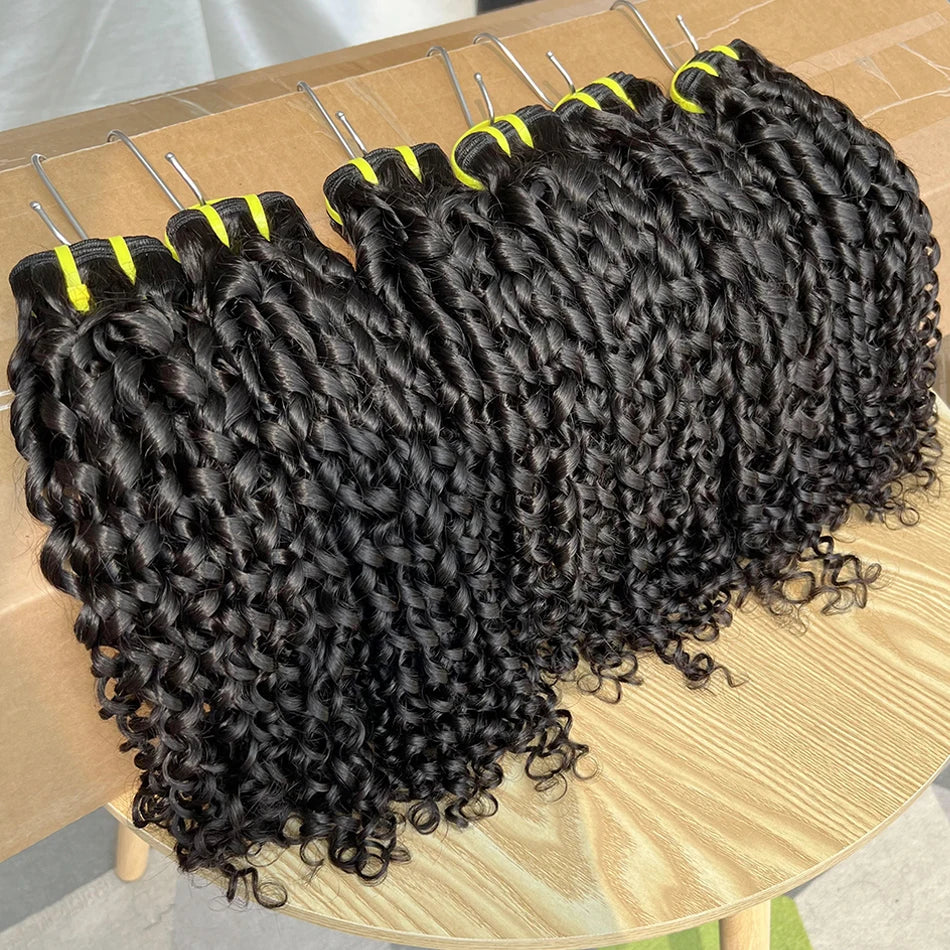 Pixie Curly Bundles #1B Natural Black Color Human Hair 10-30 Inches Bouncy Curly 100% Raw Virgin Hair Weave Extensions Weaving
