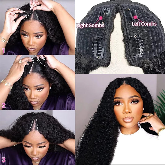 V-Part Water Wave Wig — Wet & Wavy, No Leave-Out, 32 Inch