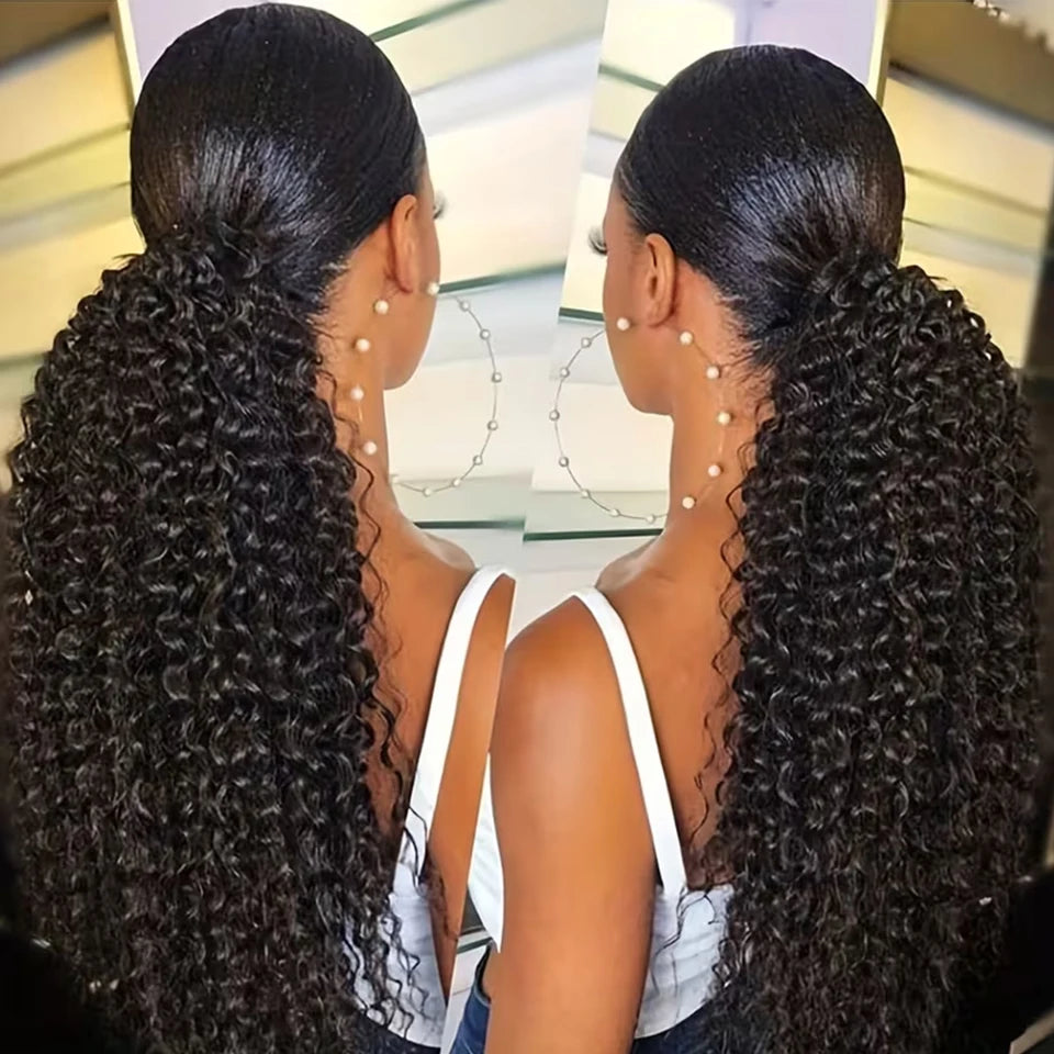 Kinky Curly Wrap-Around Ponytail — 100% Virgin Raw Hair