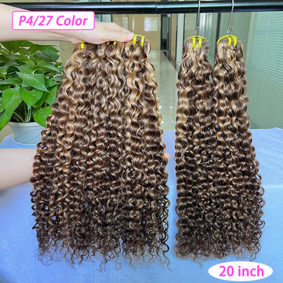 Deep Curly P4/27 Highlight Color Human Hair Bundles 100% Virgin Vietnamese Hair Weave Extensions 100grams 1/2/3/4 pcs For Women