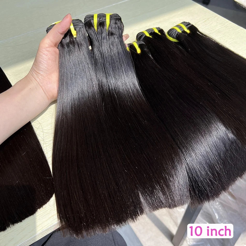 18A Double Drawn Bone Straight Human Hair Bundles Weave 100% Raw Virgin Hair Extensions #1b Natural Black Color Can Bleach #613