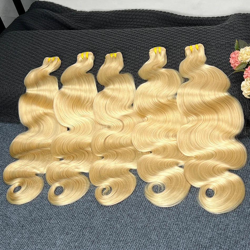 #613 Body Wave Double Drawn Human Hair Bundles Blonde Colored 1/2/3/4 Pcs 100% Human Hair 100 Grams Weave Hair Extensions