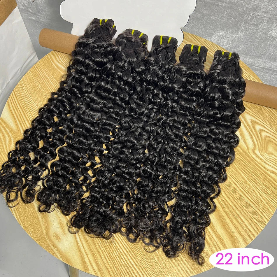 100% Human Hair Water Wave Bundles #1B Natural Black Color Curly Wavy Unprocessed Raw Virgin Hair Weave Extensions