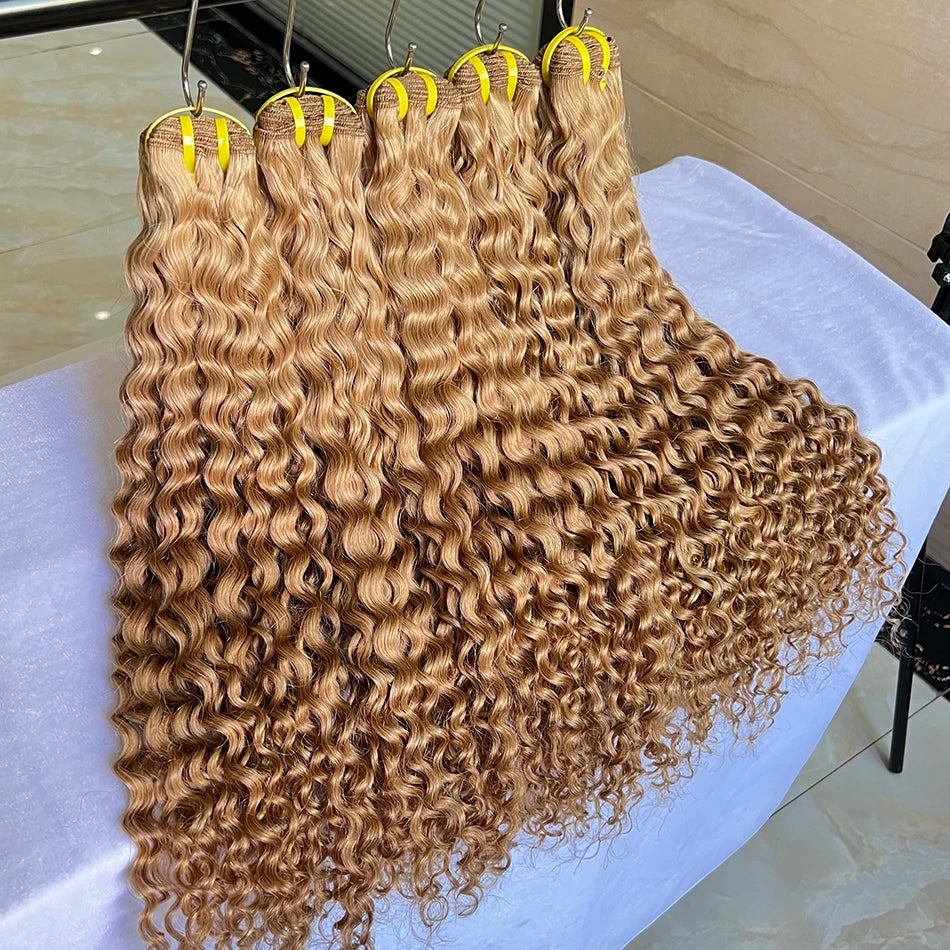 Deep Curly #27 Color Human Hair Bundles 100% Virgin Vietnamese Hair Weave Extensions 100grams 1/2/3 pcs 18-26 Inch For Women