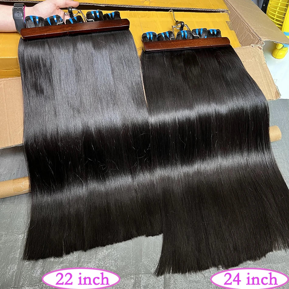 18A Double Drawn Bone Straight Human Hair Bundles Weave 100% Raw Virgin Hair Extensions #1b Natural Black Color Can Bleach #613