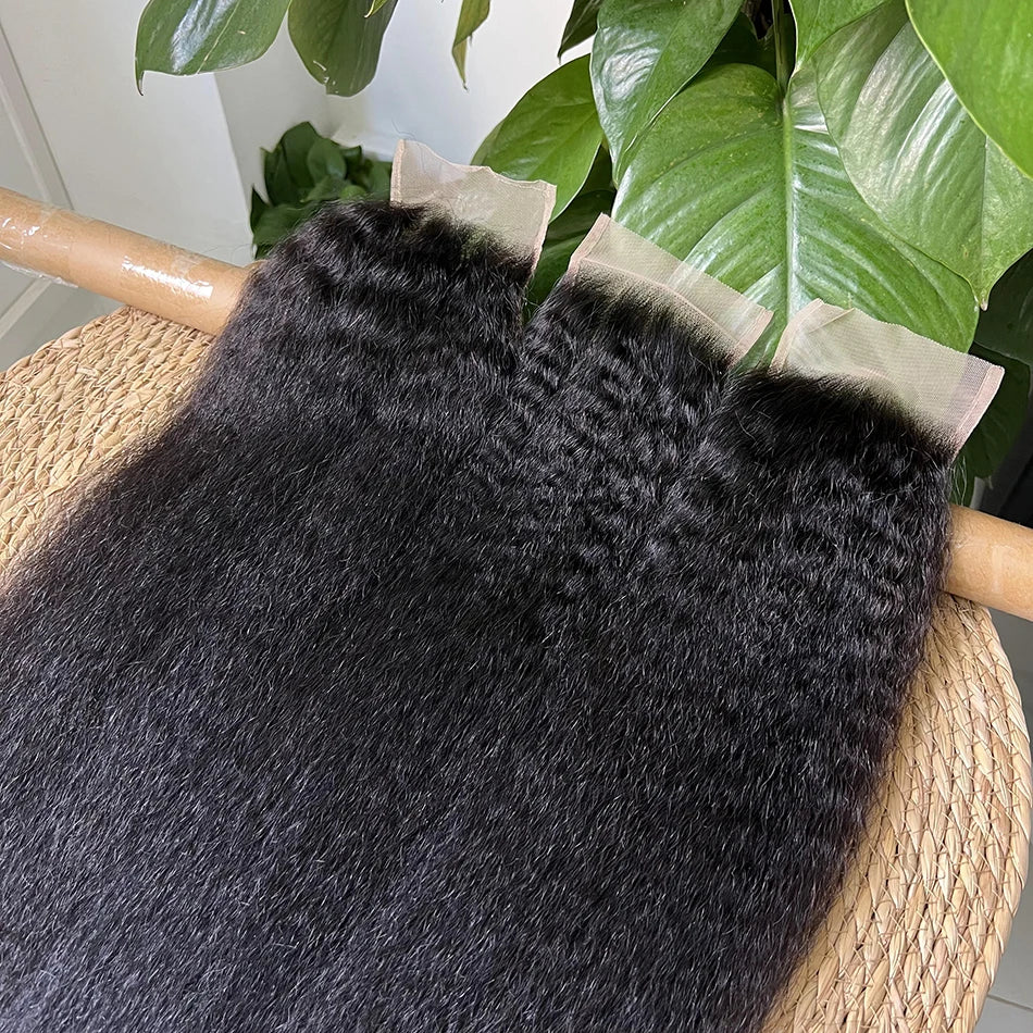 4x6 Transparent Lace Closure Kinky Straight Human Hair #1B Natural Color Deep Parting Melt Skin Invisible Lace Raw Virgin Hair