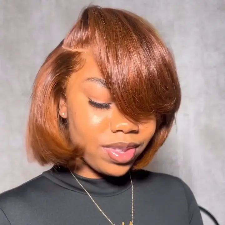 Highlight Pixie Cut Bob Wig — Straight Human Hair, 13x4 Lace Front
