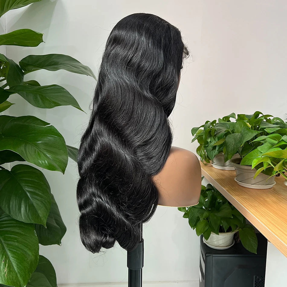 Body Wave 5x5 Hd Lace Closure Wig Human Hair Preplucked Transparent Lace 200 Density Natural Black Color Raw Virgin Hair Wigs