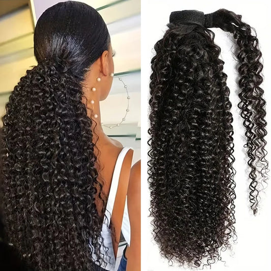 Kinky Curly Clip-In Ponytail — Wrap-Around Magic Tape