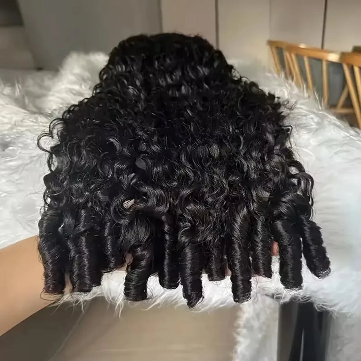Burmese Curly 3-in-1 Half Wig — Clip-In Flip Over with Drawstring