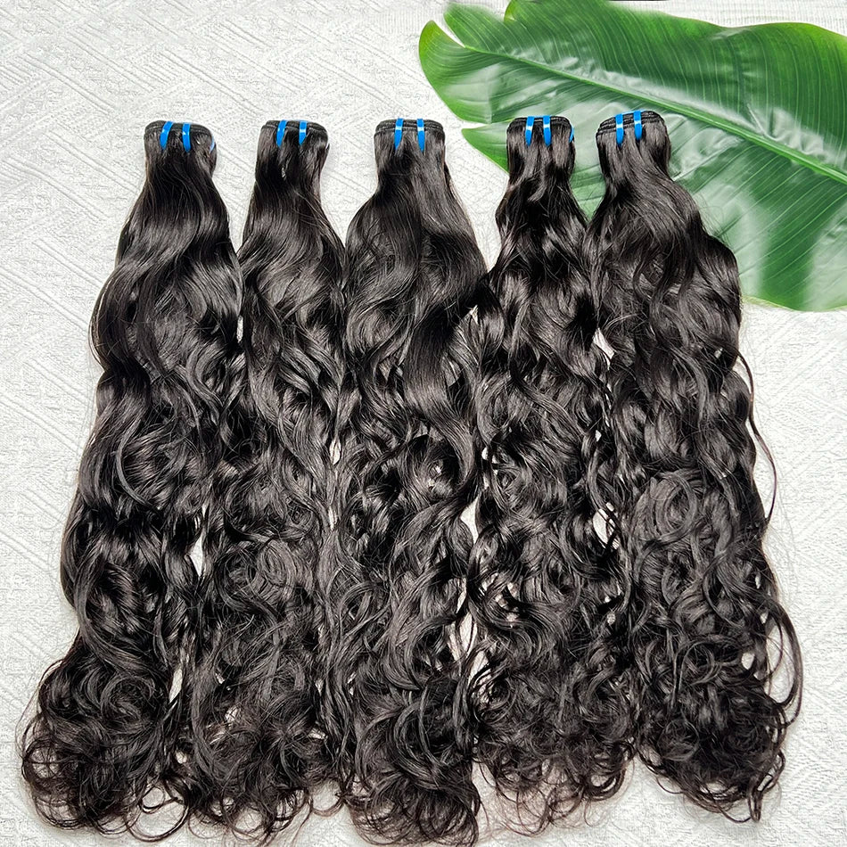 18A Natural Wave Bundles 100% Human Hair Unprocessed Raw Virgin Hair Weave Extensions #1B Natural Color Wavy Hair 1 2 3 4 pcs
