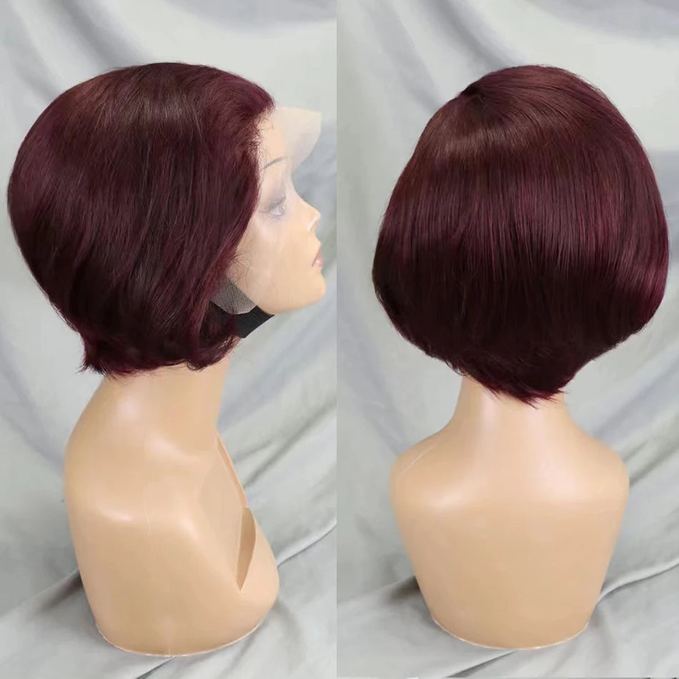 Straight Pixie Cut Wig — Brazilian Human Hair, Lace Front