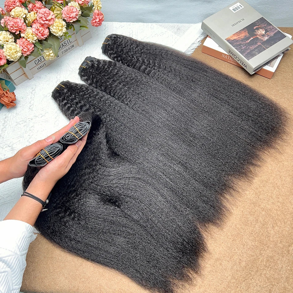 Kinky Straight Clip ins 100% Human Hair Extensions Seamless Invisible PU Weft Unprocessed 100grams 7Pcs/Set #1B Natural Color