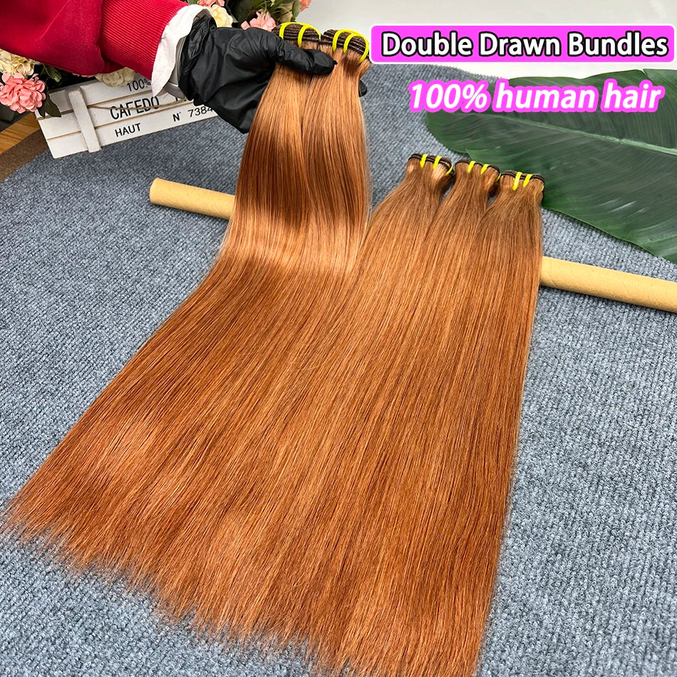 #35 Color Double Drawn Straight Human Hair Bundles 100% Vietnam Virgin Hair Double Weft Weave Extensions 1/2/3/4 pcs Wholesale