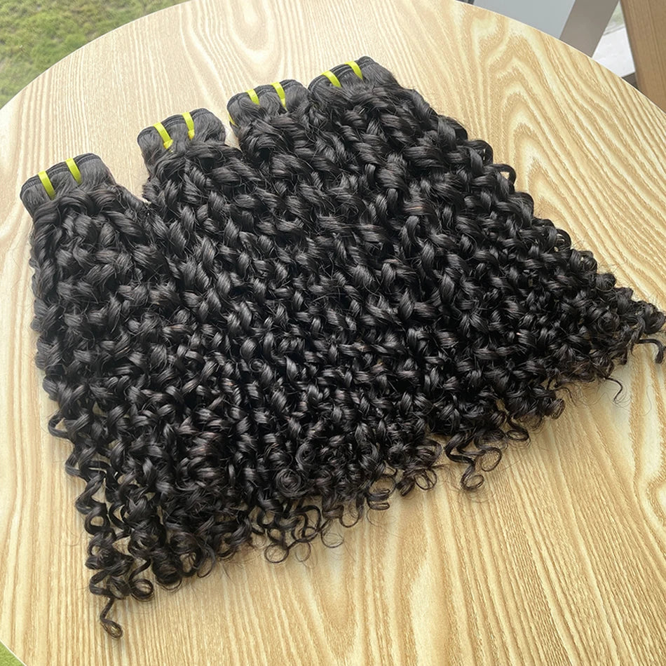 Pixie Curly Bundles #1B Natural Black Color Human Hair 10-30 Inches Bouncy Curly 100% Raw Virgin Hair Weave Extensions Weaving