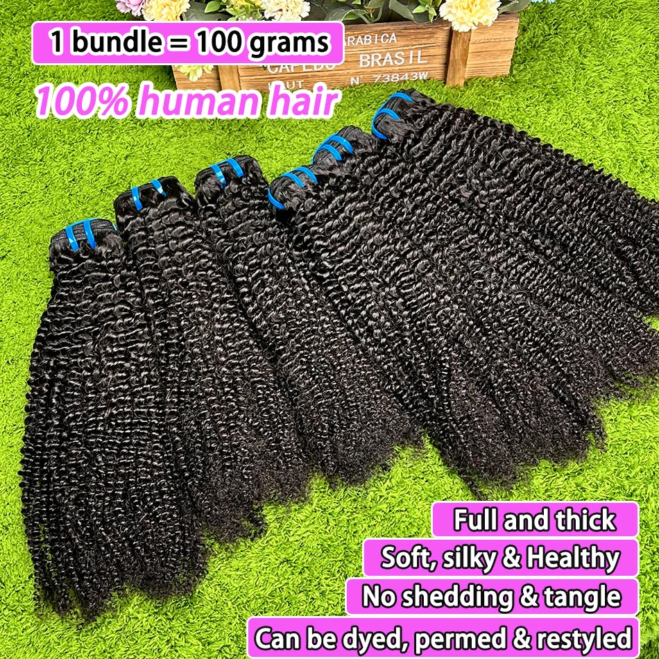 18A Kinky Curly Bundles 100% Human Hair Extensions Weave #1B Natural Black Color 10-30 Inch Curl Wavy Raw Virgin Hair For Women