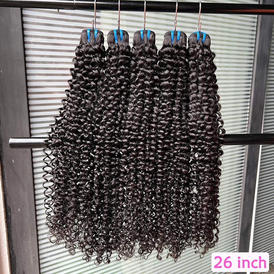 Deep Curly Bundles 18A Human Hair Extensions Weave #1B Natural Black Color 10-30 Inch Curl Wavy 100% Raw Virgin Hair For Women