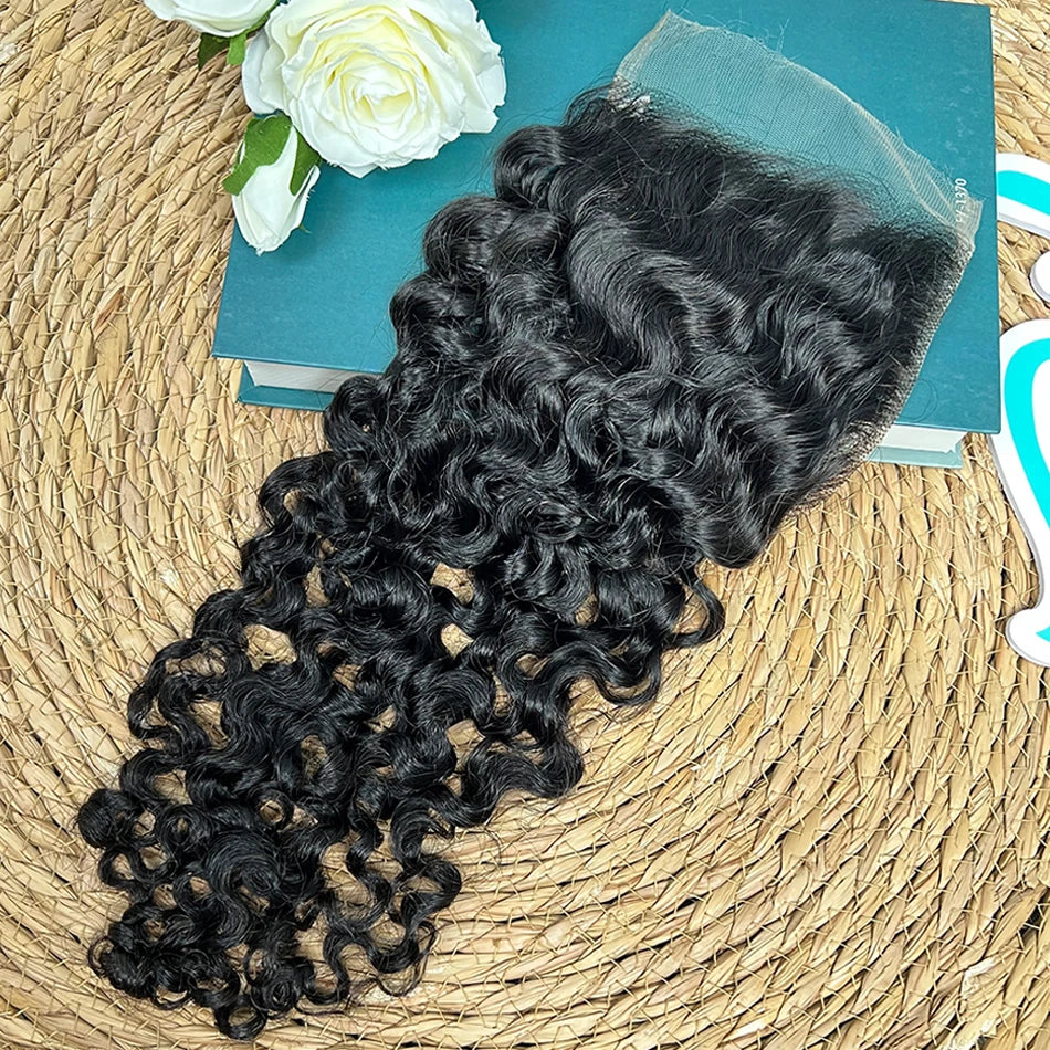 Burmese Curly 5x5 HD Lace Closure 100% Human Hair Preplucked Bleached Knots Invisible Lace #1B Natural Color Raw Virgin Hair