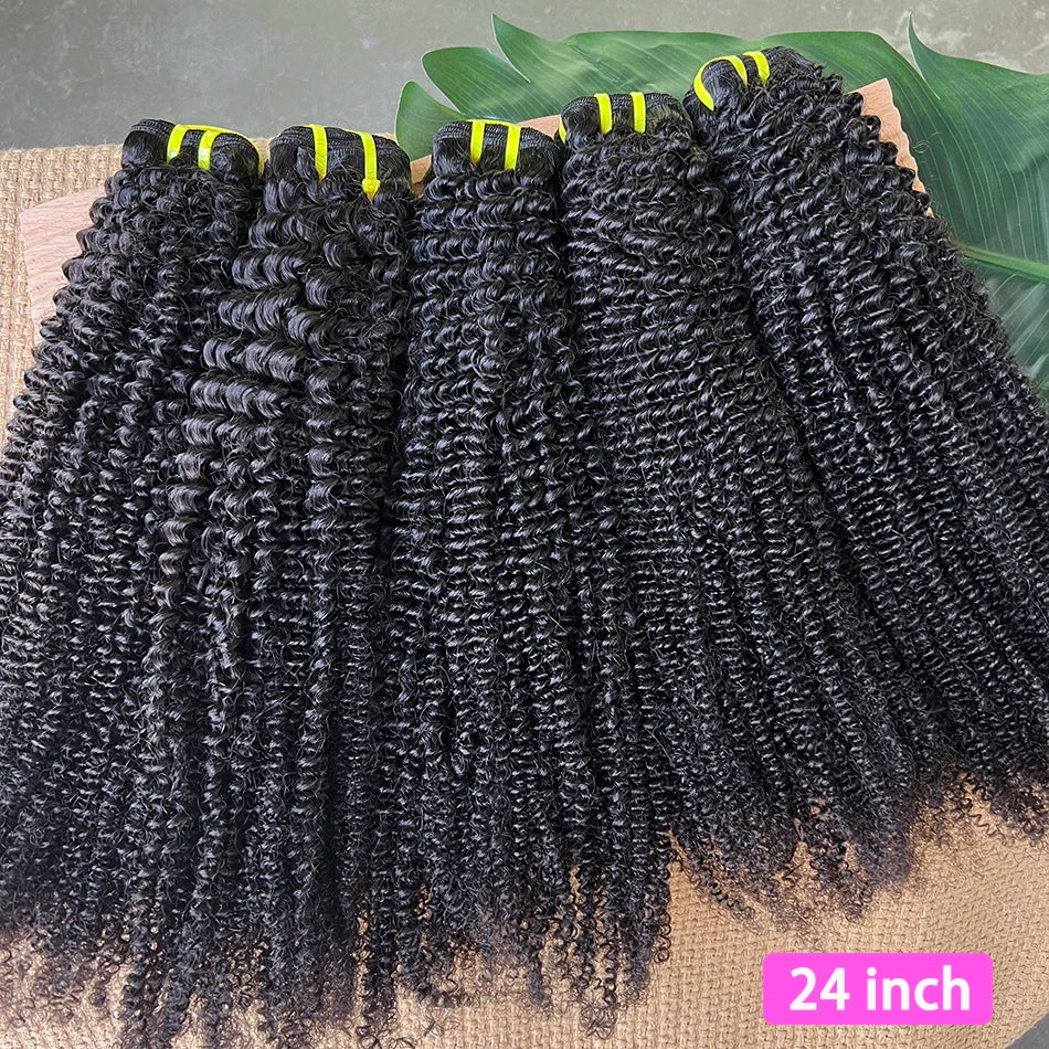 Kinky Curly 100% Human Hair Bundles Weave Extensions #1B Natural Black Color 100grams/PC 10-30inch Unprocessed Virgin Human Hair