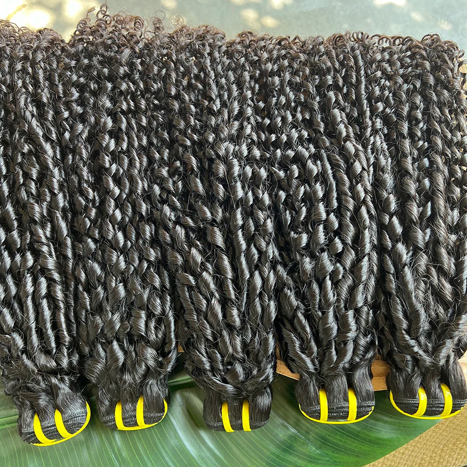 Pixie Curly Bundles #1B Natural Black Color Human Hair 10-30 Inches Bouncy Curly 100% Raw Virgin Hair Weave Extensions Weaving