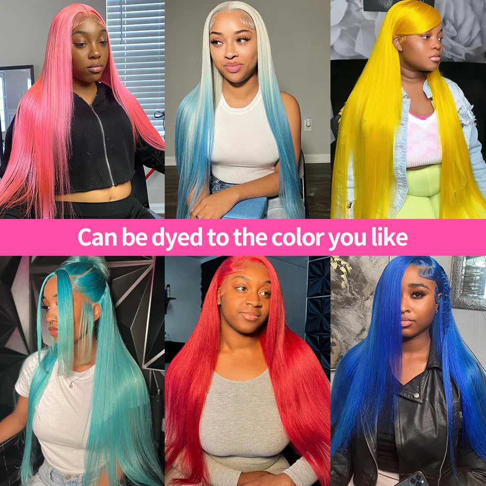 13x4 Transparent Lace Front Wigs #613 Blonde Color Straight Human Hair 200% Bleached Knots Preplucked Invisible Lace Human Hair