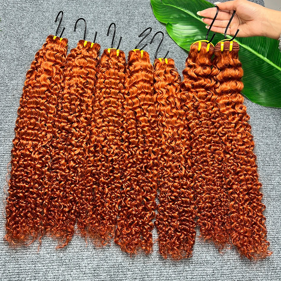 #350 Color Human Hair Bundles Ginger Orange 100% Raw Virgin Vietnamese Wavy Hair Weave Extensions 100 Grams/Bundle