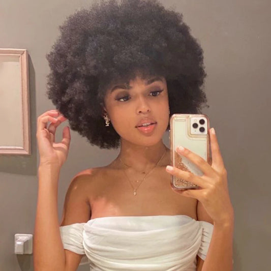 Short Afro Kinky Wave Wig — Brazilian Human Hair, 250% Density