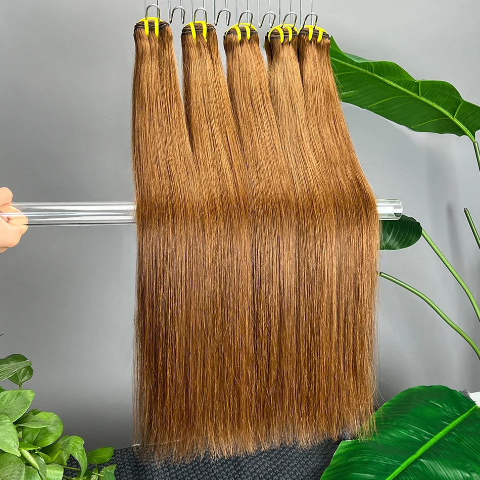 #4 Brown Colored Straight Human Hair Bundles Vietnamese Hair Extensions Weave Double Weft 18-30 Inches 100 Grams For Women