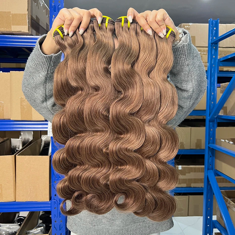 Body Wave #6 Colored Human Hair Bundles 100% Virgin Human Hair Extensions Weaving 100 Grams 16-26 Inch 1/2/3/4 Bundles For Women