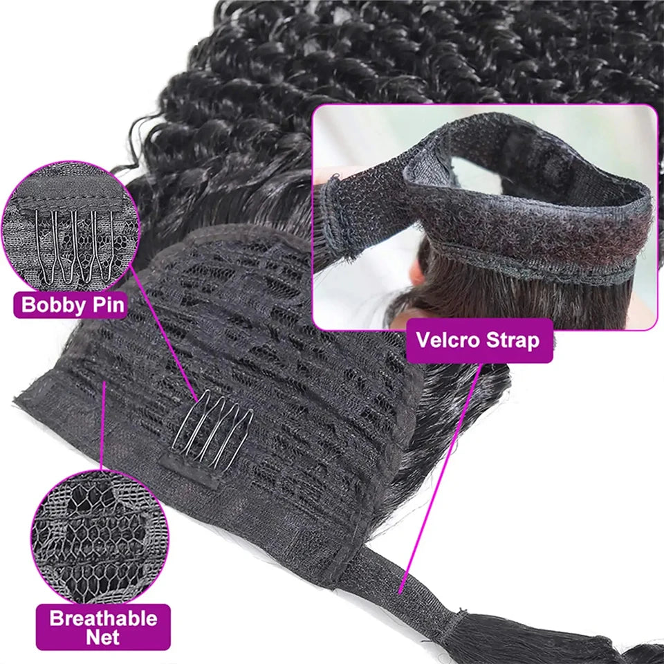 Water Wave Clip-In Ponytail — 100g Virgin Human Hair