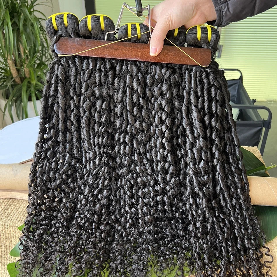 Pixie Curly Bundles #1B Natural Black Color Human Hair 10-30 Inches Bouncy Curly 100% Raw Virgin Hair Weave Extensions Weaving