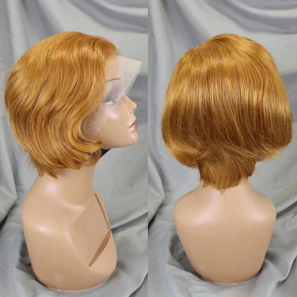 Straight Pixie Cut Bob Wig — Pre-Plucked, 13x4 Transparent Lace
