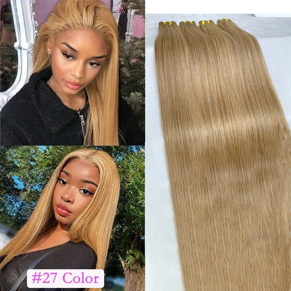 Honey Blonde #27 #30 Colored Straight Human Hair Bundles 16-30 Inch 100% Unprocessed Raw Human Hair Extensions Weave For Women