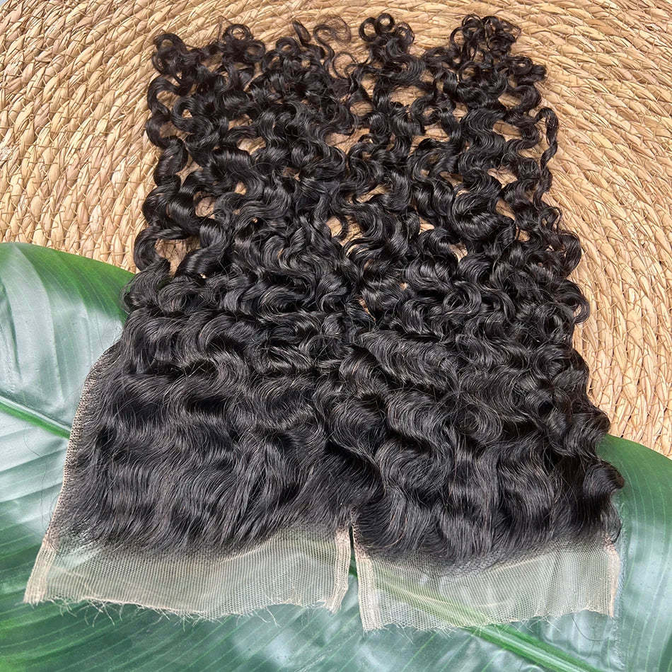 Burmese Curly 5x5 HD Lace Closure 100% Human Hair Preplucked Bleached Knots Invisible Lace #1B Natural Color Raw Virgin Hair