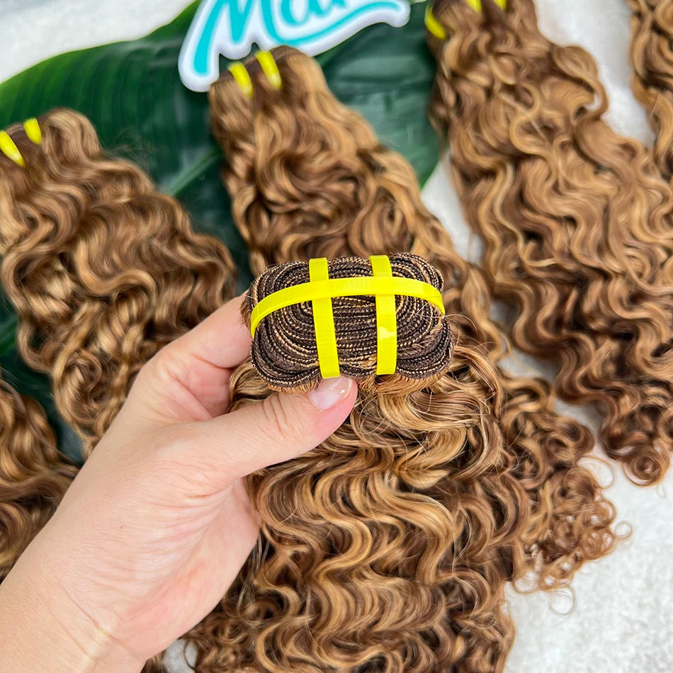 P4/27 Color Bundles Burmese Curly Human Hair 16 inches 100 Grams Cuticle Aligned Ombre Highlight Raw Virgin Hair Weft Extensions