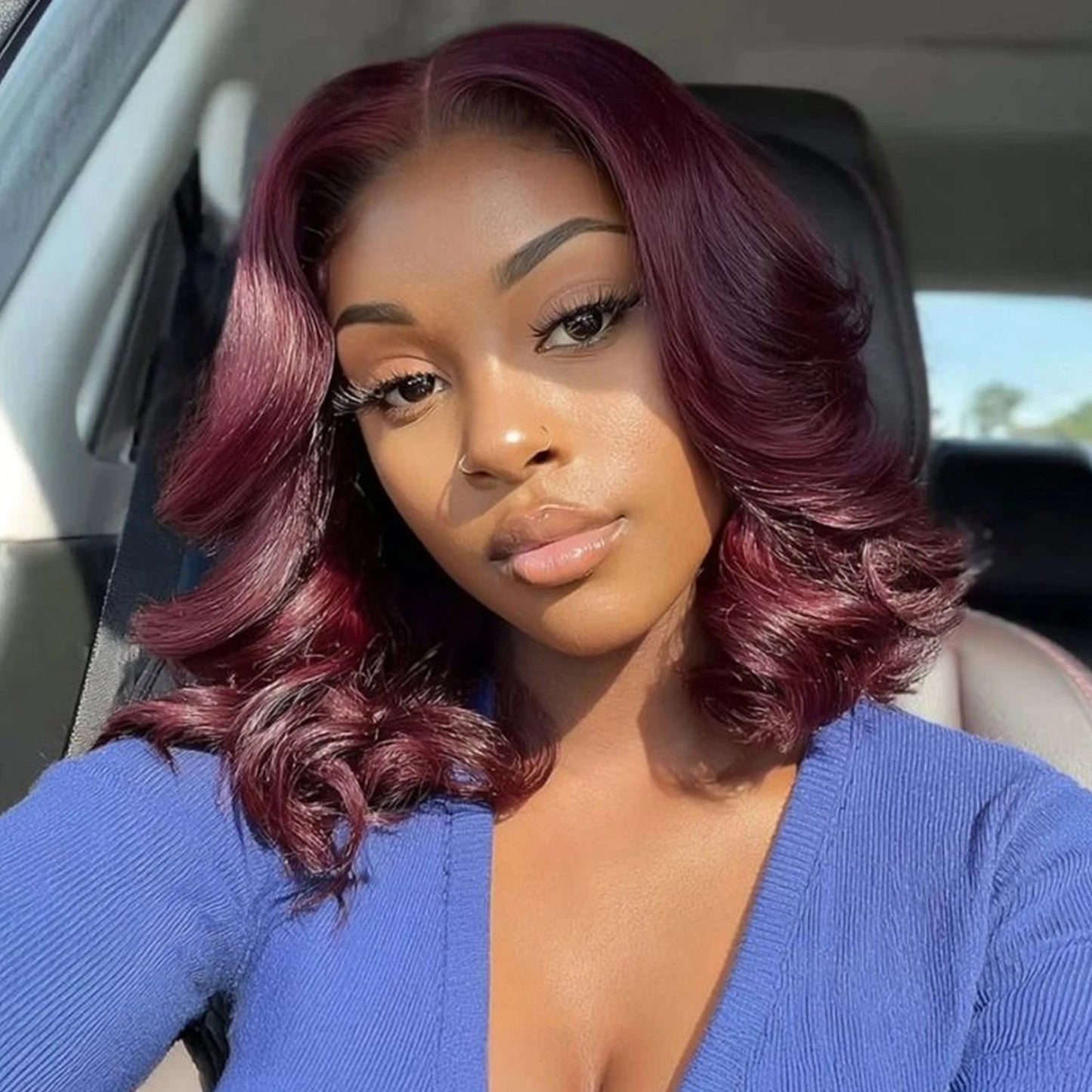 99J Burgundy Body Wave Bob Wig — Peruvian Hair, 13x4 Lace Frontal